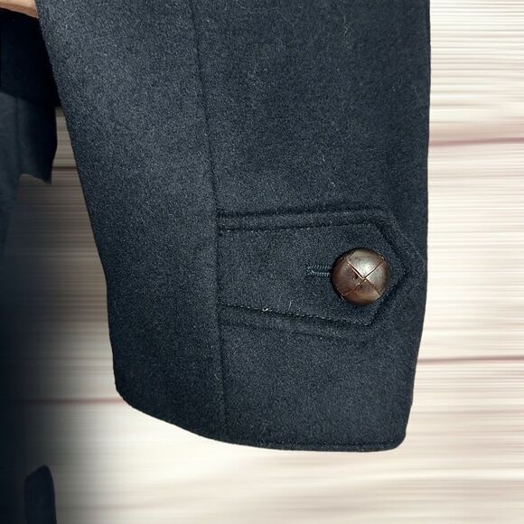 Steinbock Austria Black Hunting Loden Overcoat Wool Blend Long Lined Coat US 38 - Picture 8 of 15